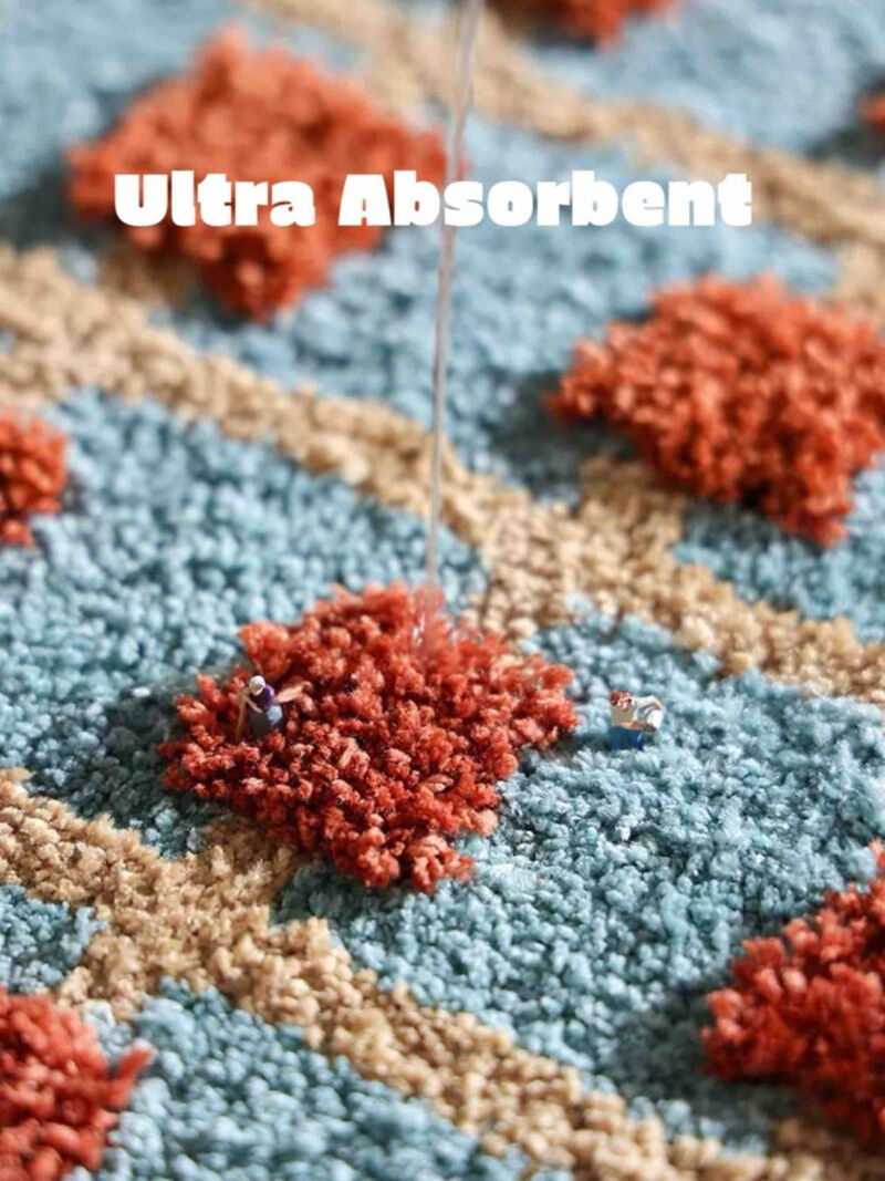 Ultra Soft Retro Whimsica Gridl Bath Rug, Machine-washable, Absorbent Mat