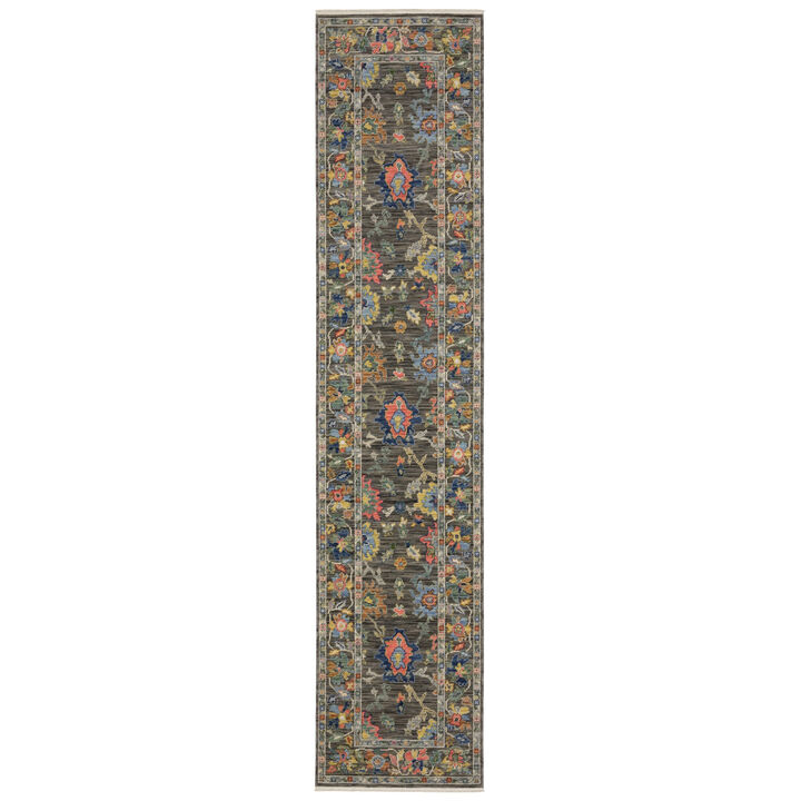 HomeRoots Oriental Area Rug With Fringe
