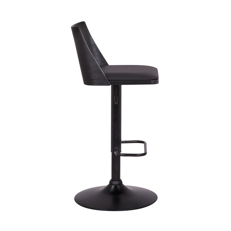 Hivvago 24 Inch Black Faux Leather And Iron Swivel Adjustable Height Bar Chair