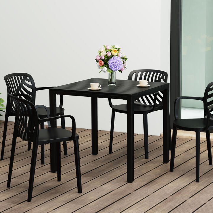 WestinTrends 31.5" Iron Metal Frame Outdoor Square Patio Dining Table