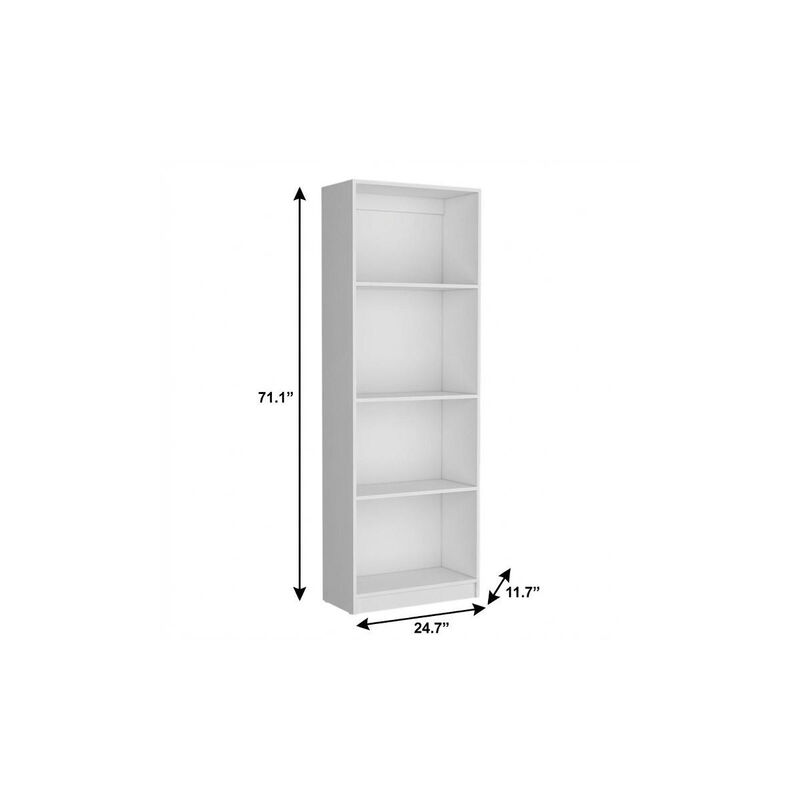 HomeRoots 71" White Wood Four Tier Bookcase image number 6