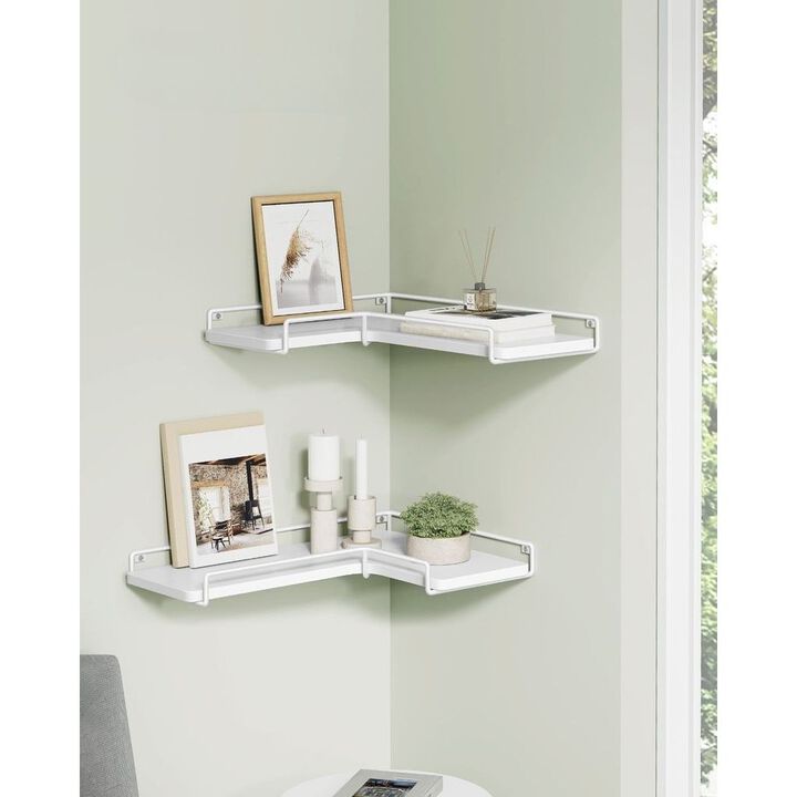 Corner Shelf Wall Mount Space Saving Design with Sleek Finish (Set of 2)