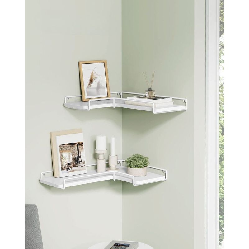 Corner Shelf Wall Mount Space Saving Design with Sleek Finish (Set of 2)