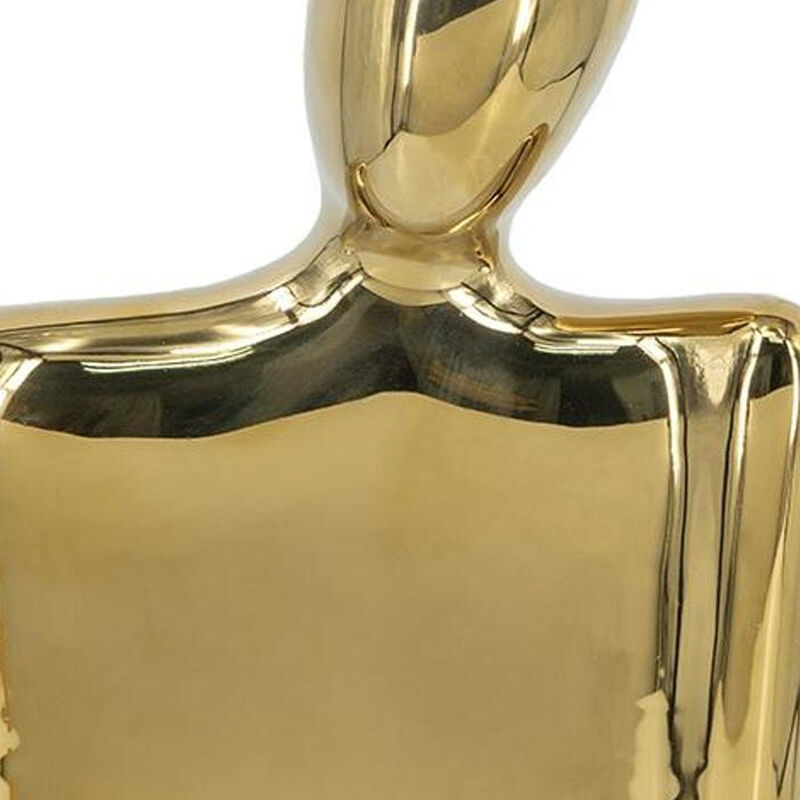 HomeRoots 10" Gold Ceramic Modern Abstract Table Vase image number 4