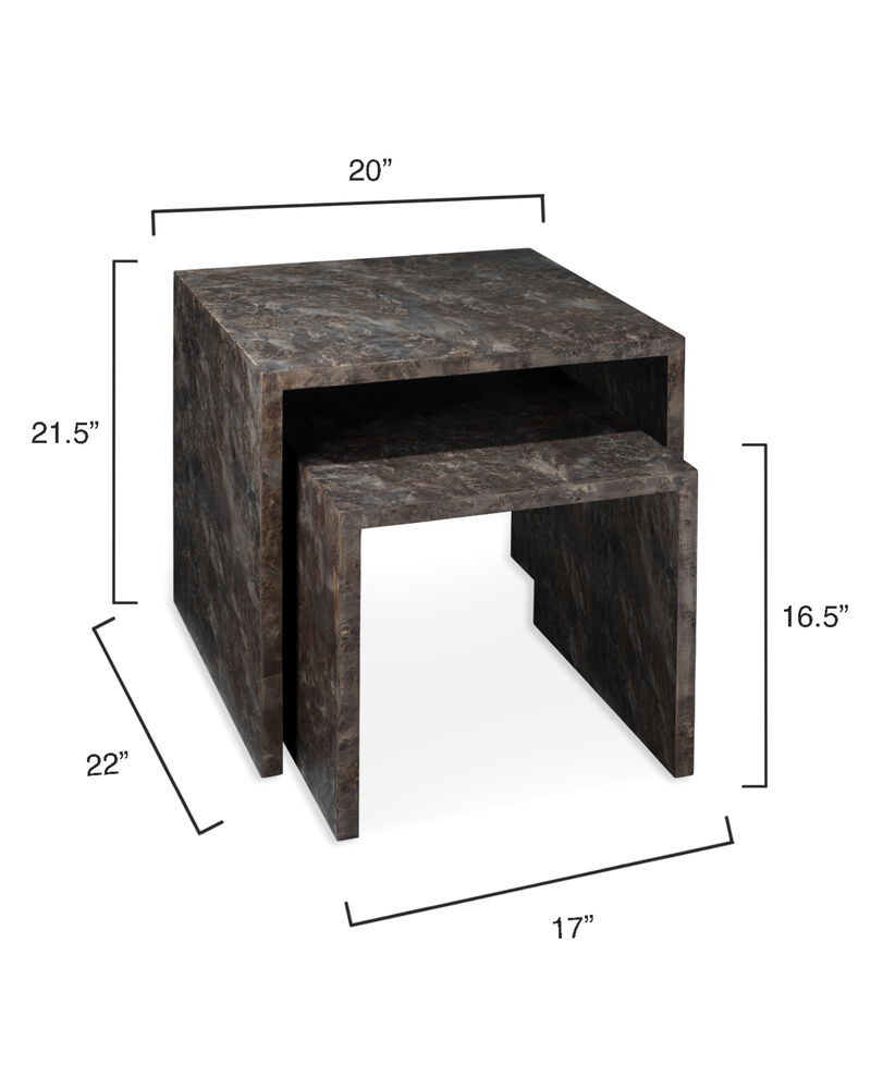 Bedford Wood Set of 2 Nesting Tables, Charcoal