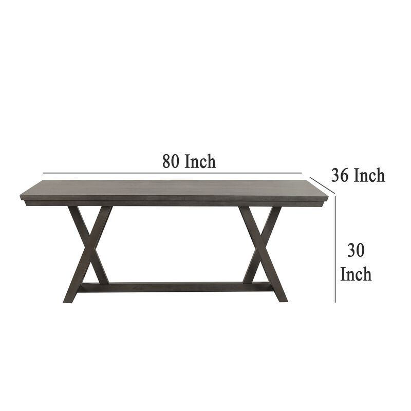 Ghy Dining Table, Brown Solid Acacia Wood, Rectangular 80 Inch Top - Benzara