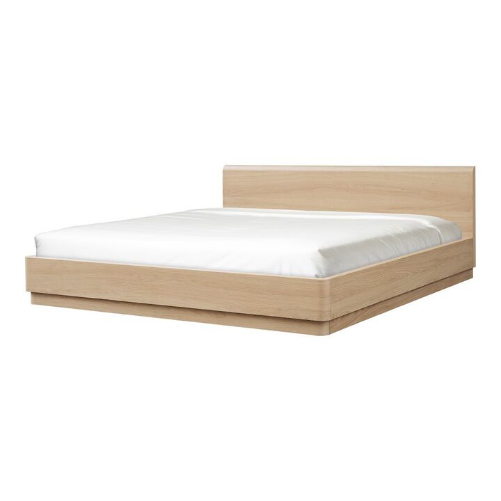 Starlight Canyon Home Solid Wood Bed Frame King Size Bed Frame with Walnut Oak Veneer Finish