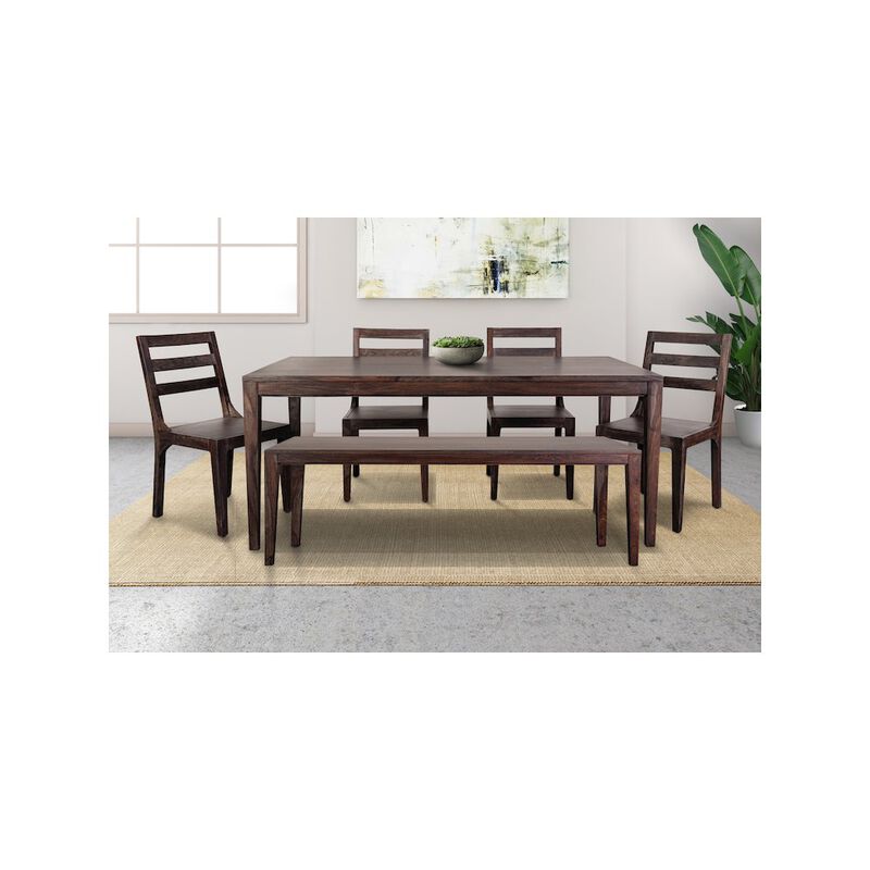 Porter Designs Fall River Solid Sheesham Wood Dining Chair, Brown (Set of 2)