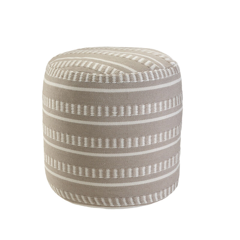 Polyester Round Striped Indoor Outdoor Pouf Ottoman