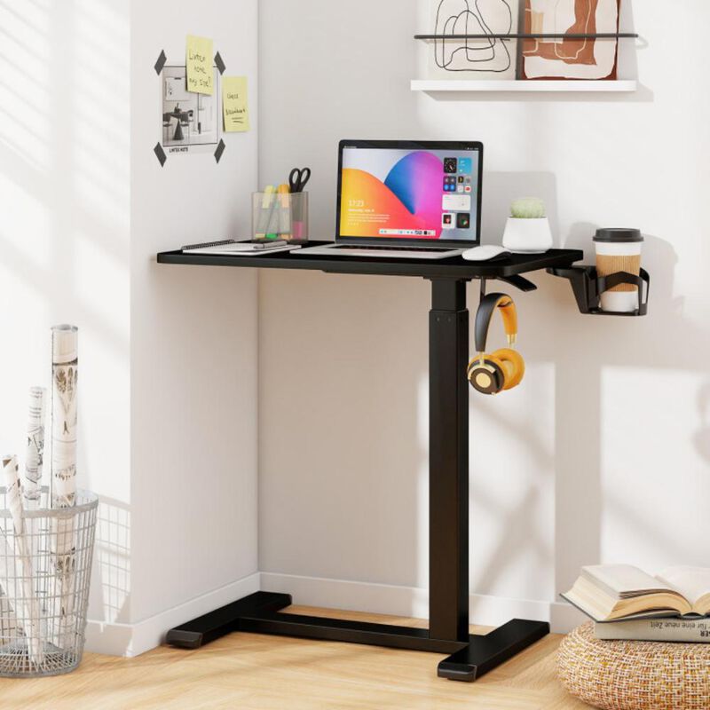 Hivvago Mobile Standing Desk Height Adjustable Overbed Bedside Table with Cup Holder