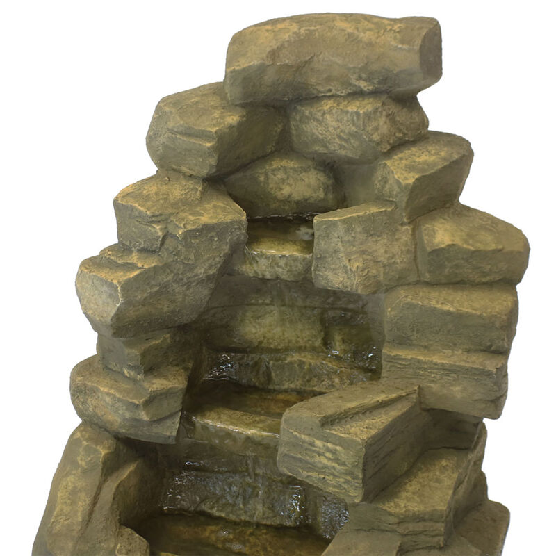 Sunnydaze Fiberglass Electric Outdoor Stone Waterfall Fountain - 37 in
