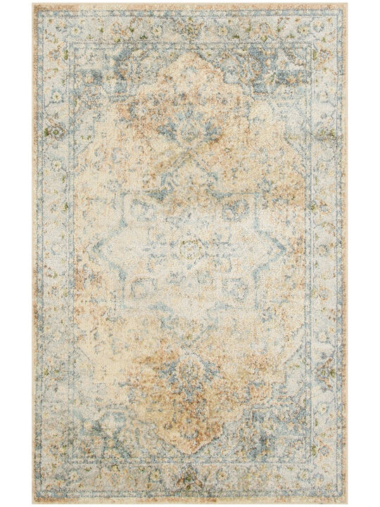 Astra Machine Washable ASW12 Beige/Blue 3'3" x 5' Rug