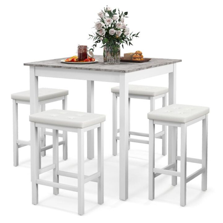 Hivvago 5-Piece Bar Table Set Counter-Height Dining Table and 4 Bar Stools