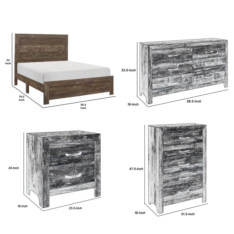 Full Size Bedroom Set, Brown Finish, Panel Design, 4-Piece Set with Bed, Nightstand, Dresser and Chest image number 7