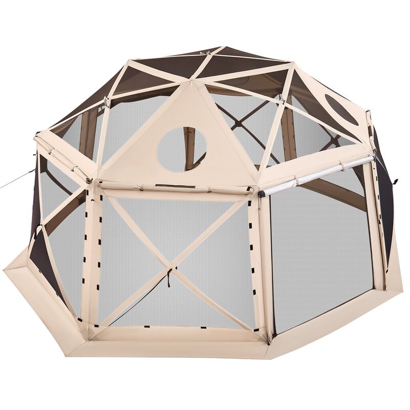 Pop Up Screen Tent for 12-15 People with Removable Top and Carry Bag-Beige image number 0