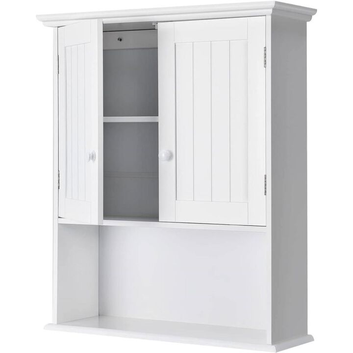 Hivvago Bathroom Wall Mount Medicine Cabinet with Open Storage Shelf in White