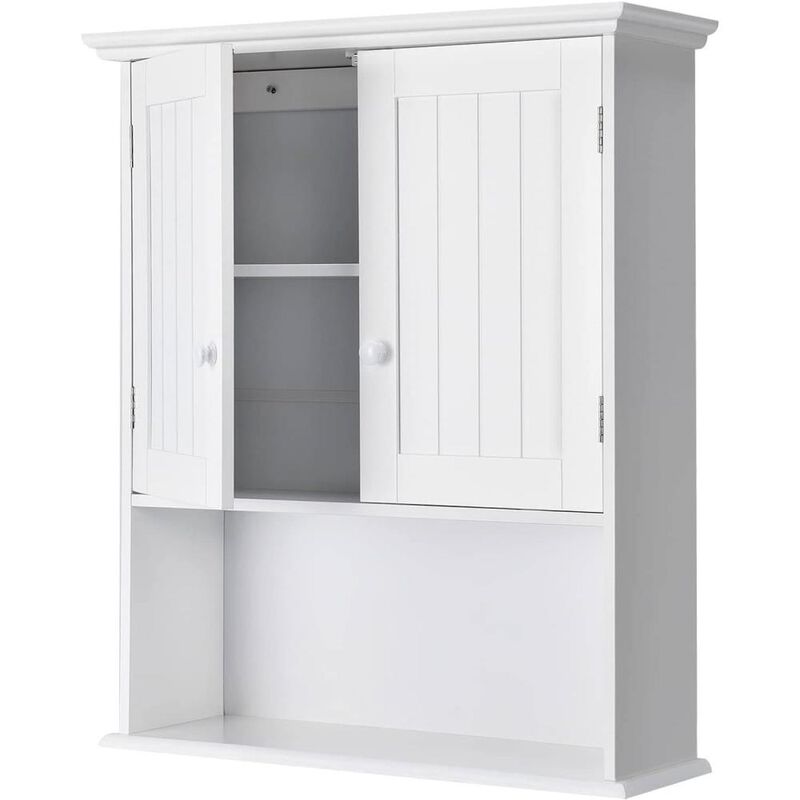 Hivvago Bathroom Wall Mount Medicine Cabinet with Open Storage Shelf in White
