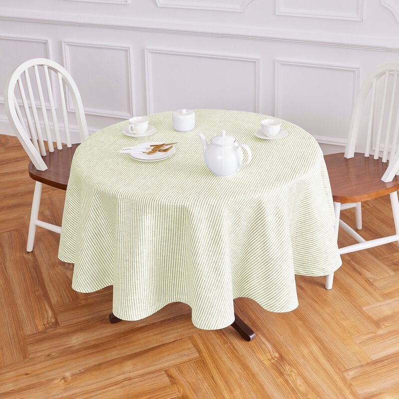 Solino Home 100% Pure Linen Round Tablecloth - Narrow Stripe