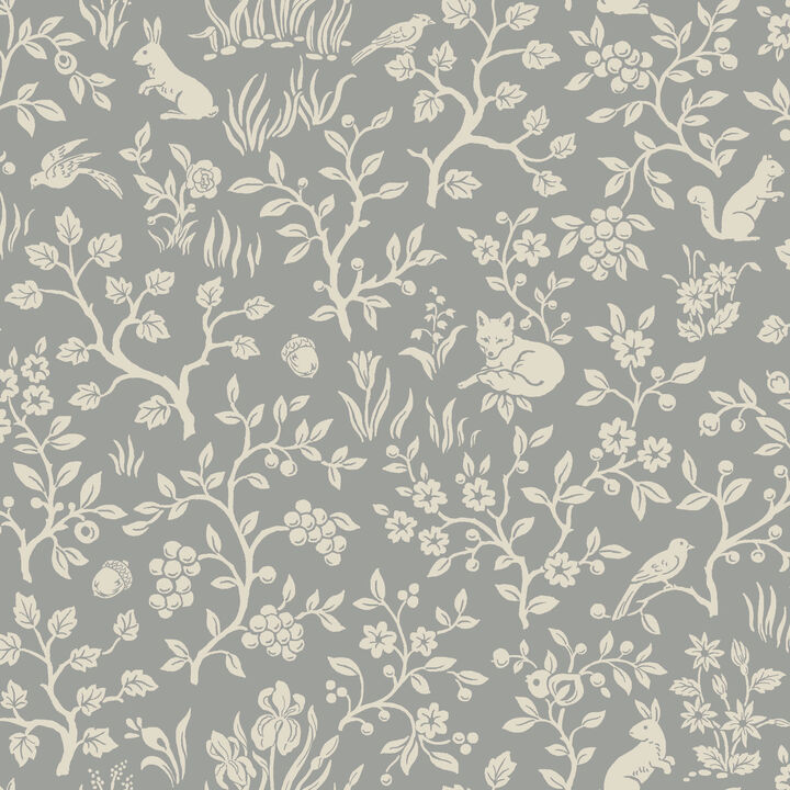 Fox & Hare Grey Wallpaper