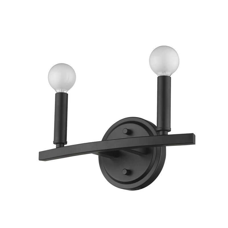 Hivvago Two Light Matte Black Wall Sconce