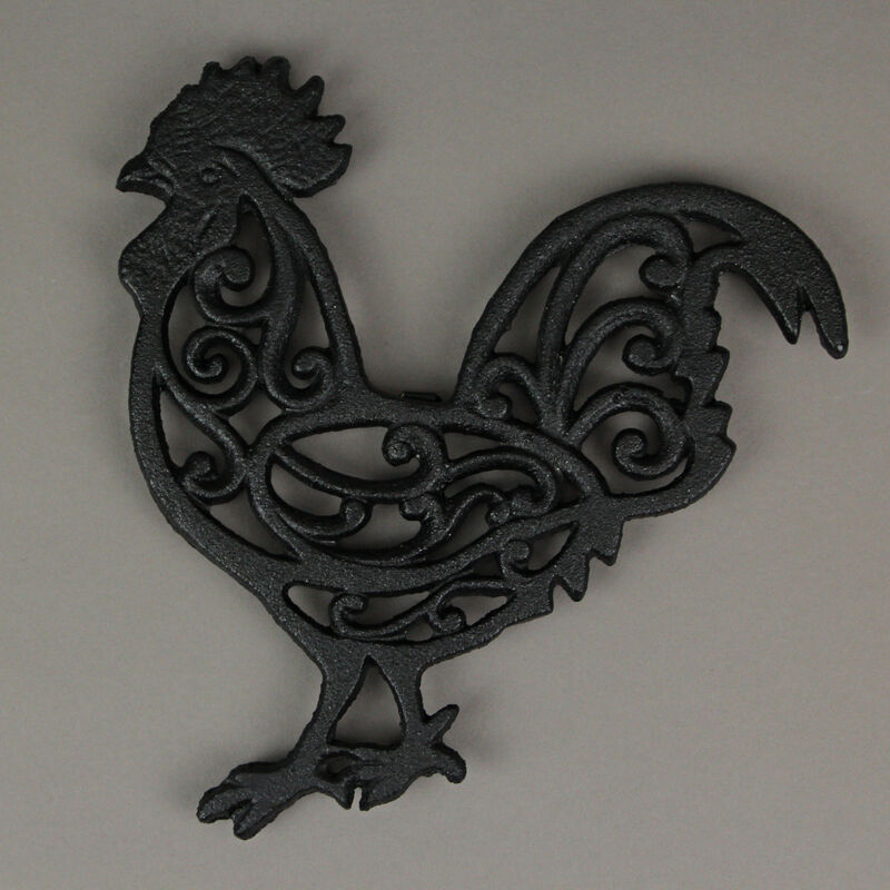 Set of 3 Black Cast Iron Farm Animal Kitchen Trivets Decorative Wall Hanging Art image number 3