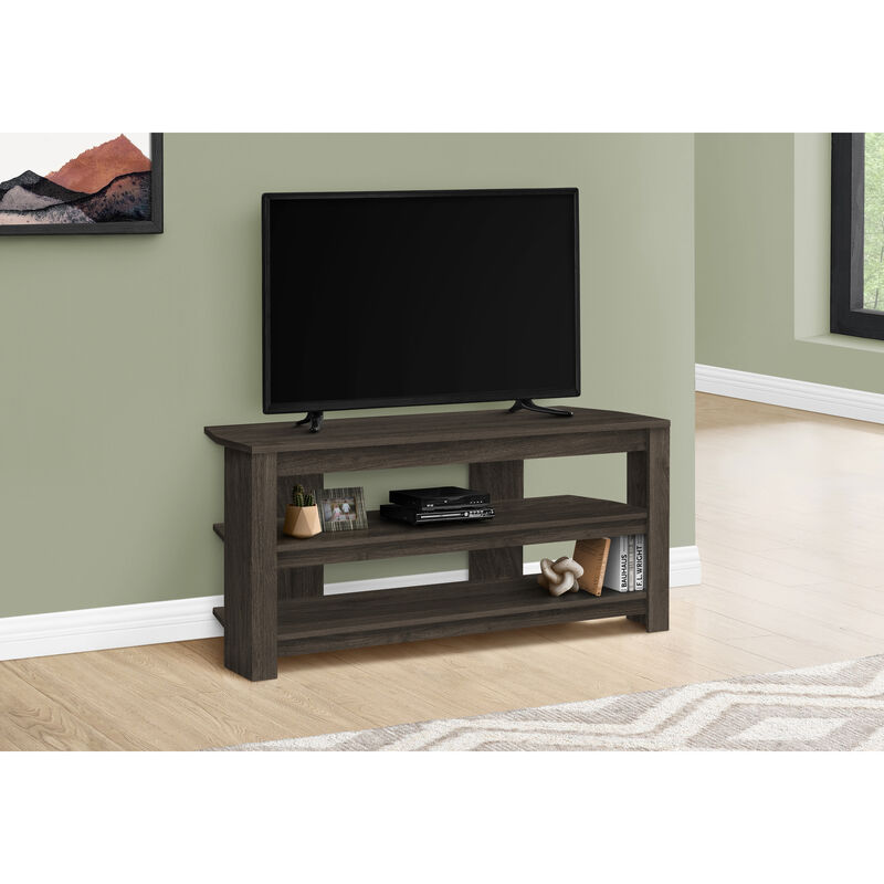 Monarch Specialties I 2514 Tv Stand, 42 Inch, Console, Media Entertainment Center, Storage Shelves, Living Room, Bedroom, Laminate, Brown, Contemporary, Modern