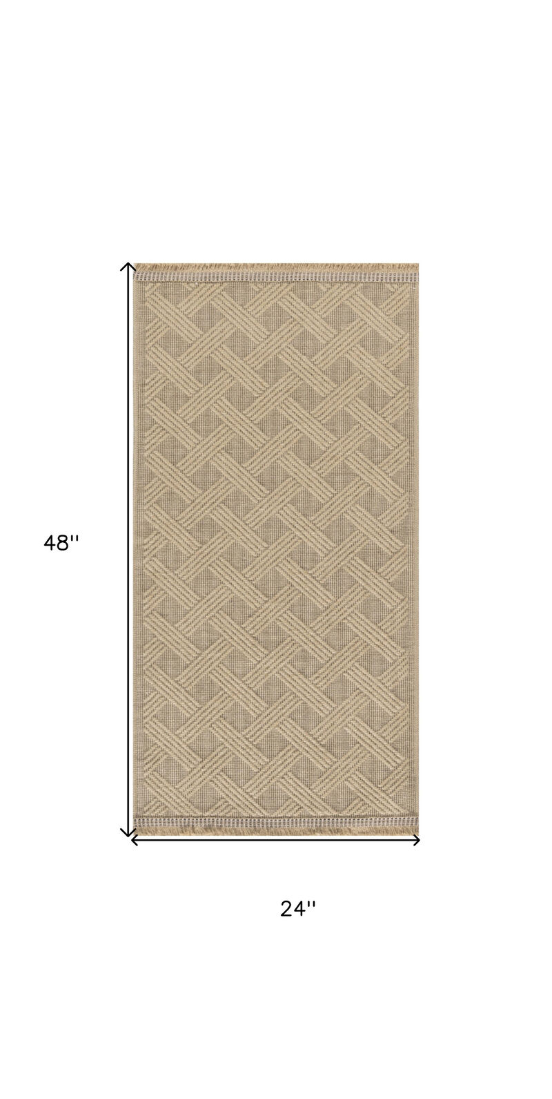 HomeRoots Geometric Flatweave Non Skid Area Rug With Fringe image number 3