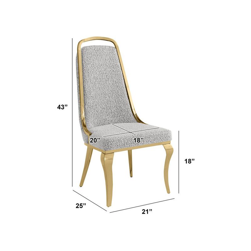 Rich Gray Boucle Side Chairs With Gold Base (Set Of 2)