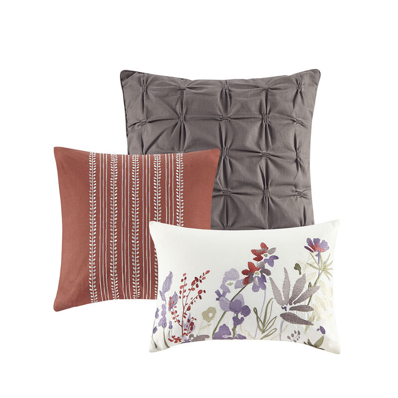 Gracie Mills Millicent 7-Piece Watercolor Floral Cotton Comforter Set