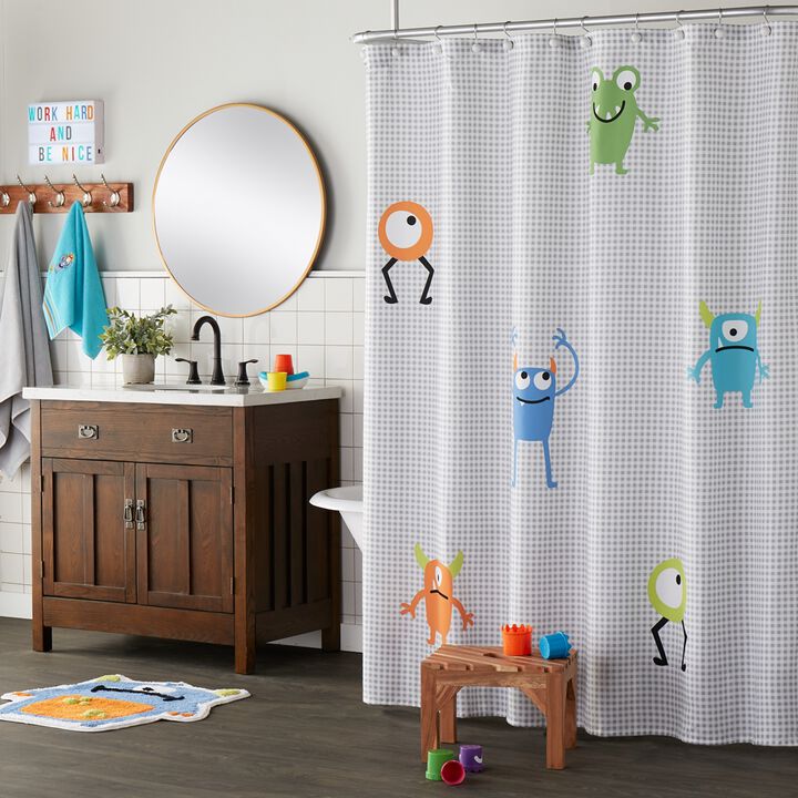 SKL Home Saturday Knight Ltd Monsters Design Bright Colored Soft And Durable Shower Curtain - 70x72", Multi