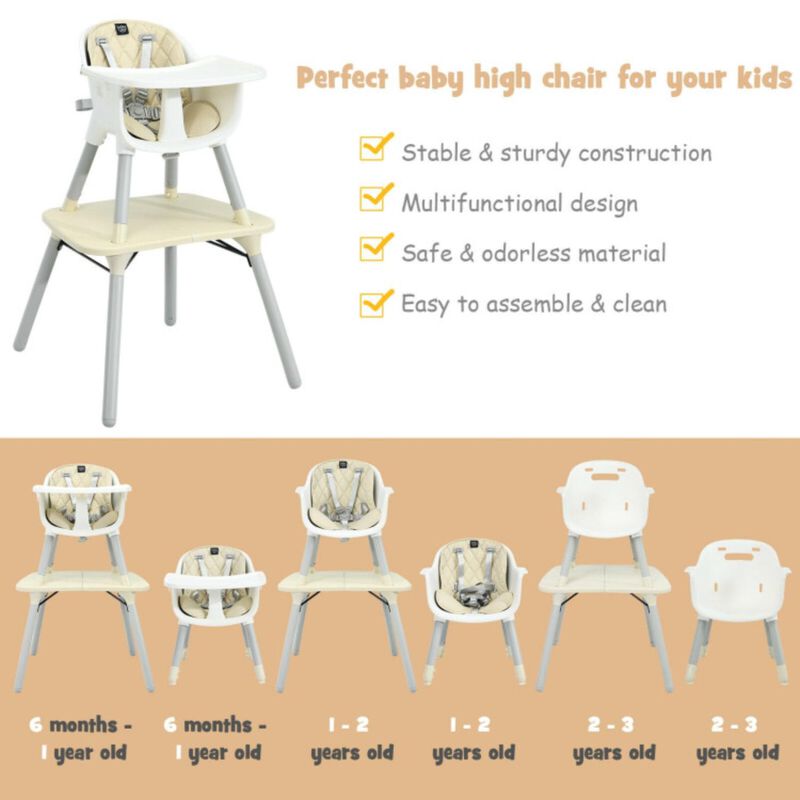 Hivvago 4-in-1 Baby Convertible Toddler Table Chair Set with PU Cushion
