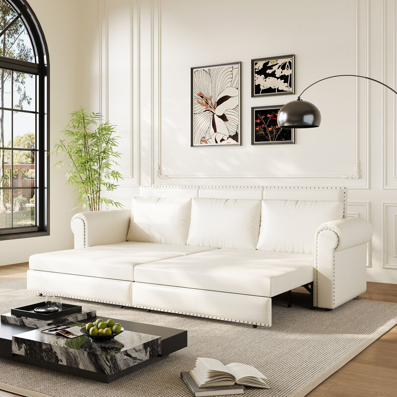 Merax Convertible Sleeper Sofa Bed with Pull-Out Bed Frame image number 2