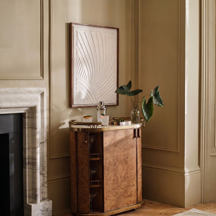 Rowena Interiors Oak Wood Framed Textured Wall Art Panel with Organic Relief Design, Cream