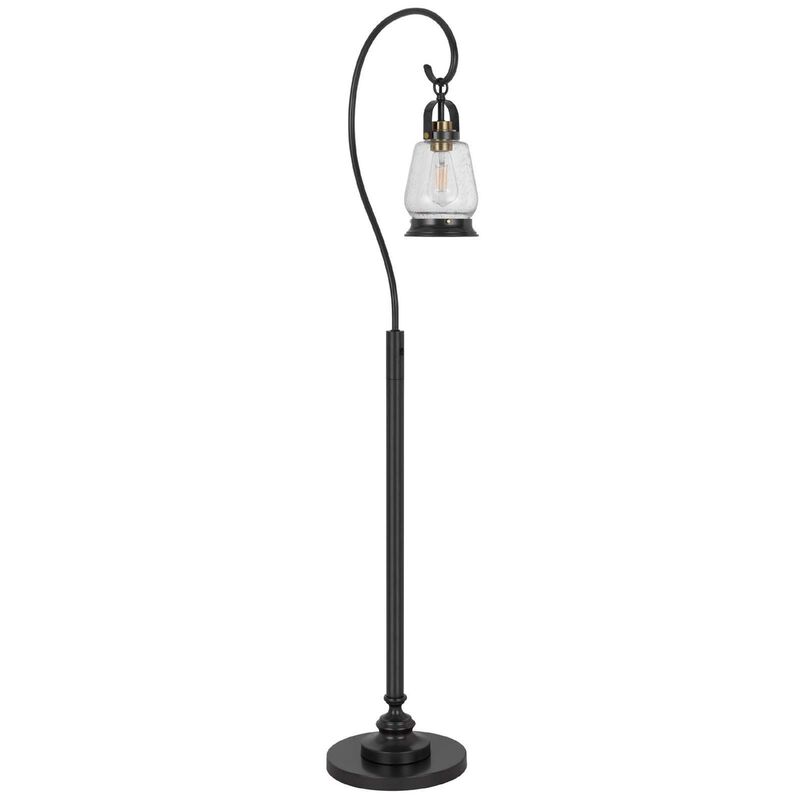 Jerry Classic Lantern Floor Lamp, Bubble Glass Shade, Dark Bronze Metal image number 4