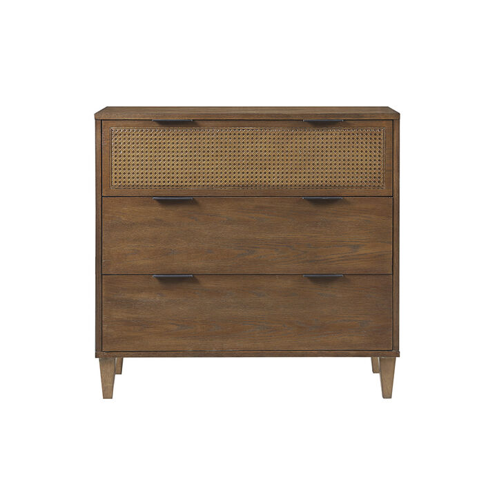Gracie Mills Vito 3-Drawer Cane Accent Chest