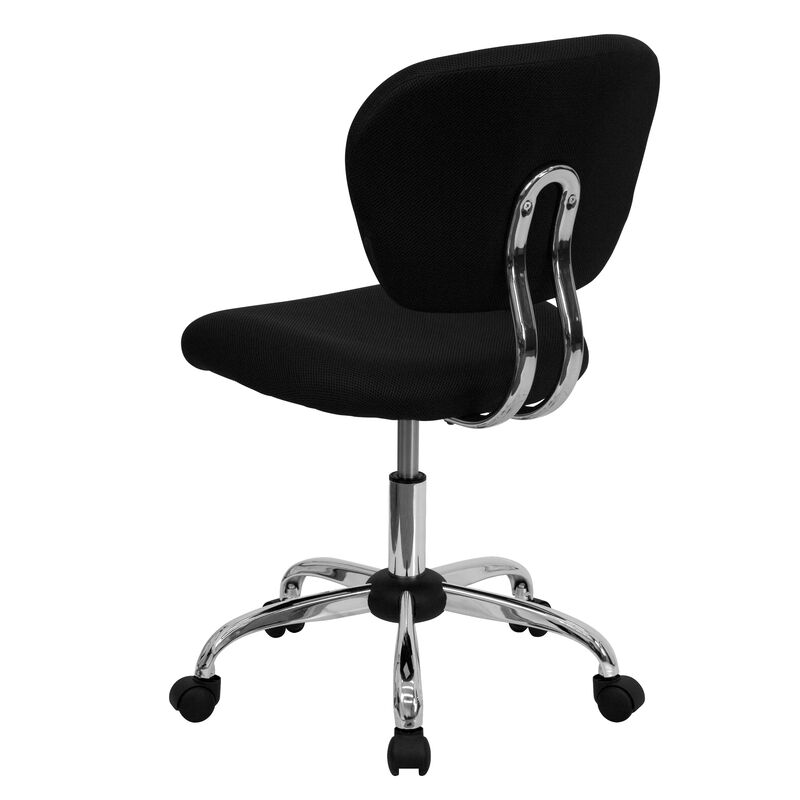 Beverly Mid-Back White Mesh Padded Swivel Task Office Chair with Chrome Base