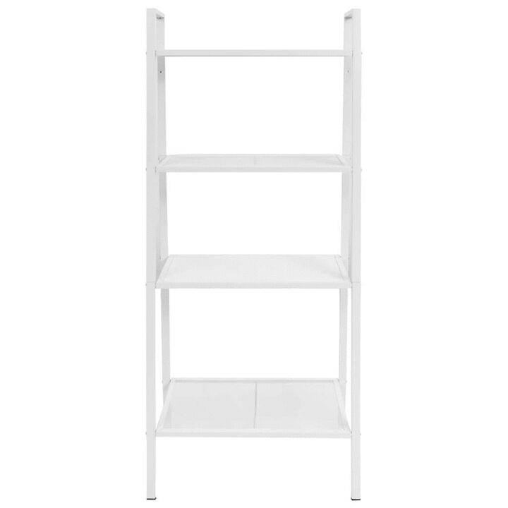 vidaXL Ladder Bookcase 4 Tiers Metal White