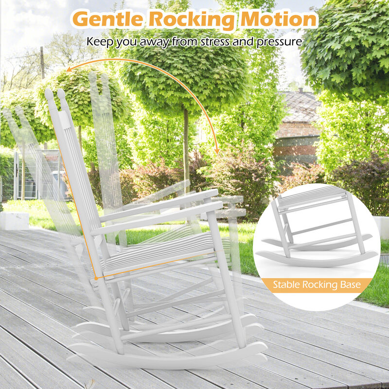 High-Back Outdoor Rocking Chair with Sturdy Rocking Base for Patio & Porch