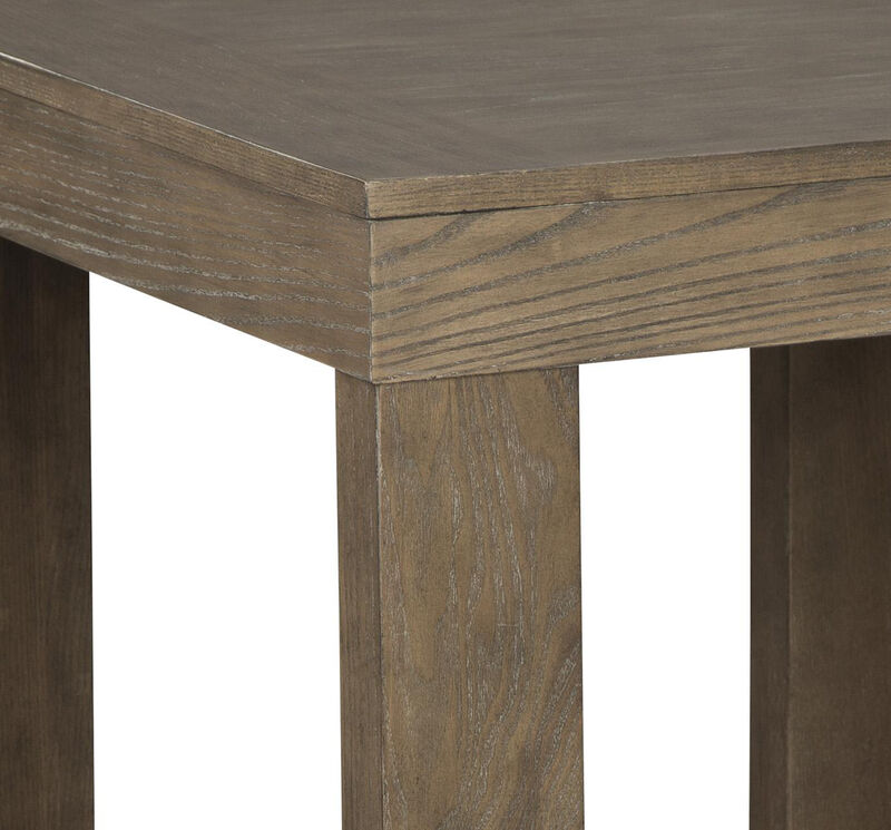 Grained Wooden Frame End Table with Trestle Base, Taupe Brown
