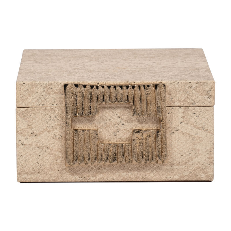 8" Square Metallic Box, Nude image number 2