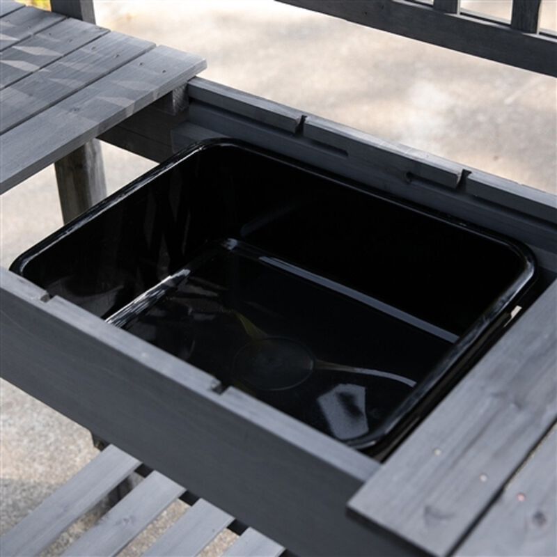 Outdoor Garden Potting Bench with Expandable Top and Plastic Sink for Plants