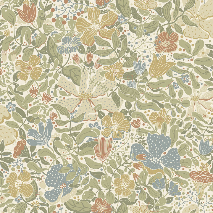 Midsommar Light Green Floral Medley Wallpaper (Set of 2)
