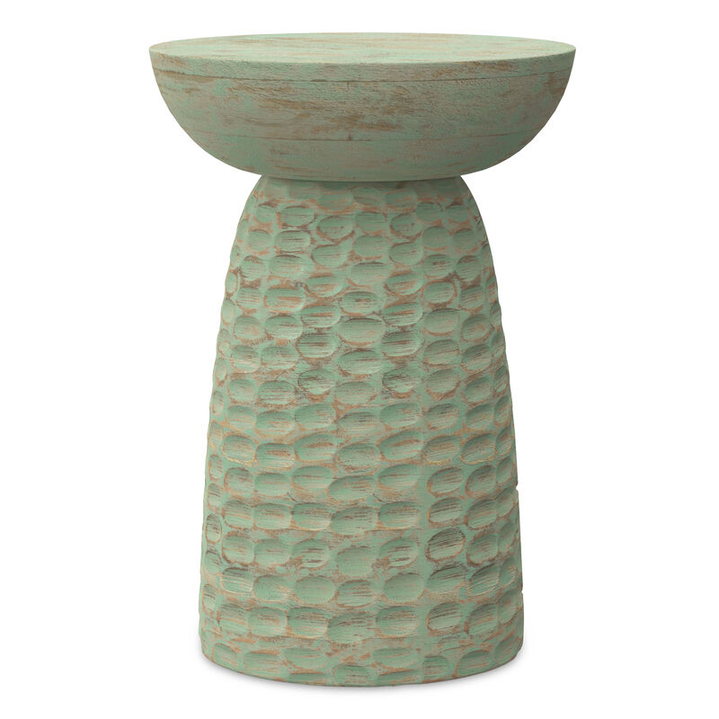 Boyd 13 inch Wide Solid Wood Contemporary Accent Table in Green Wash, Assembled