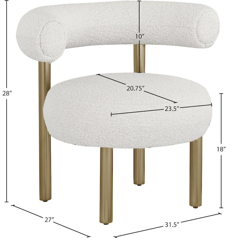 Meridian Furniture Bordeaux Cream Boucle Fabric Accent Chair