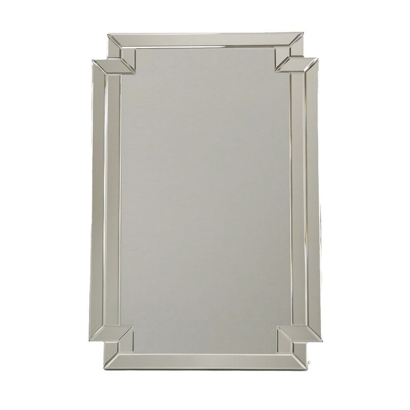 Accent Mirror with Intersected Beveled Frame, Silver image number 0