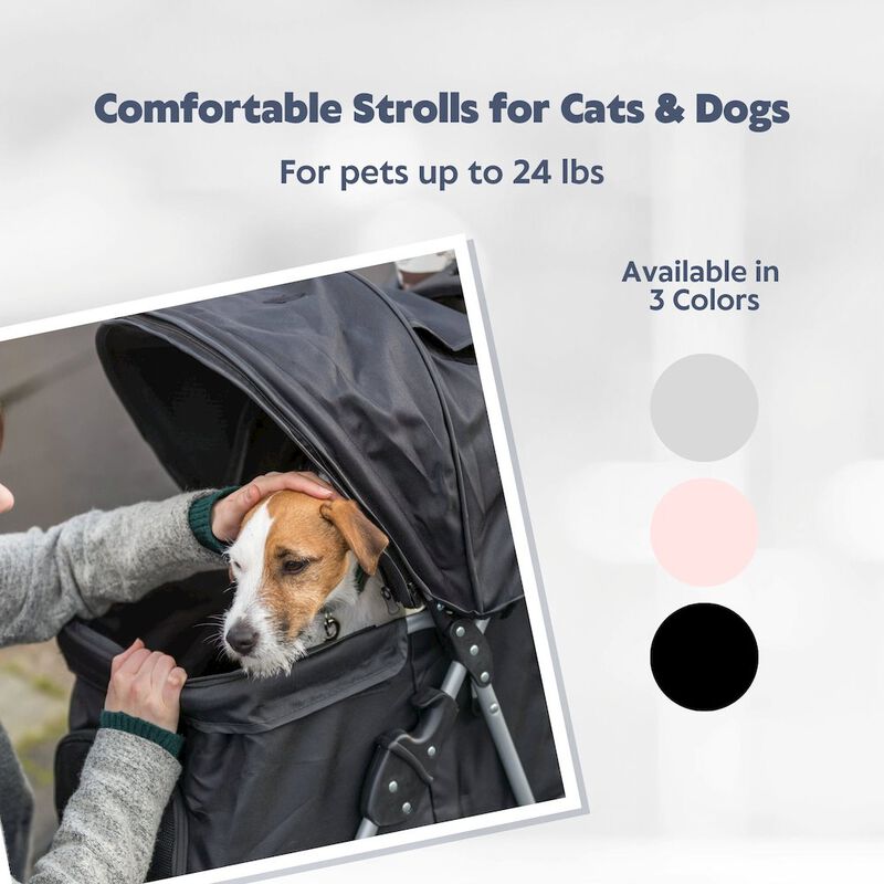 TRIXIE 3-Wheeled Foldable Dog & Cat Stroller with Canopy and Storage Compartments image number 4