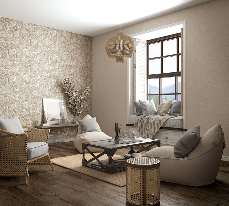 Eden Jungle Leaves Beige Wallpaper EN3330714
