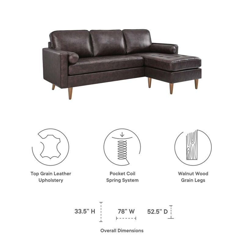 Valour 78" Leather Apartment Sectional Sofa image number 8