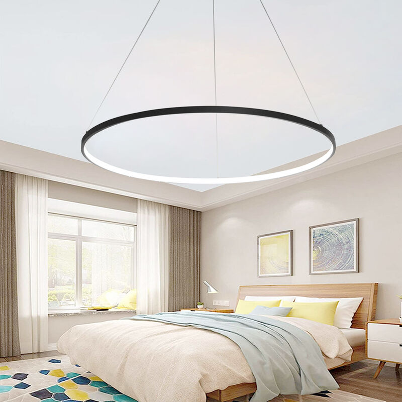 24 inch Circle Chandelier Round Kitchen Island Pendant Remote Dimmable image number 5