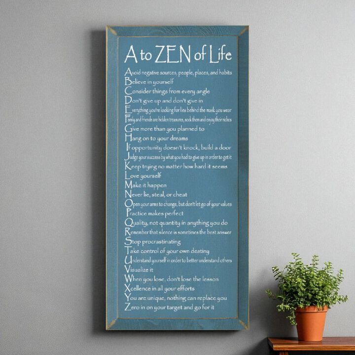 A to ZEN of Life Funny Zen Quote Wooden Wall Sign